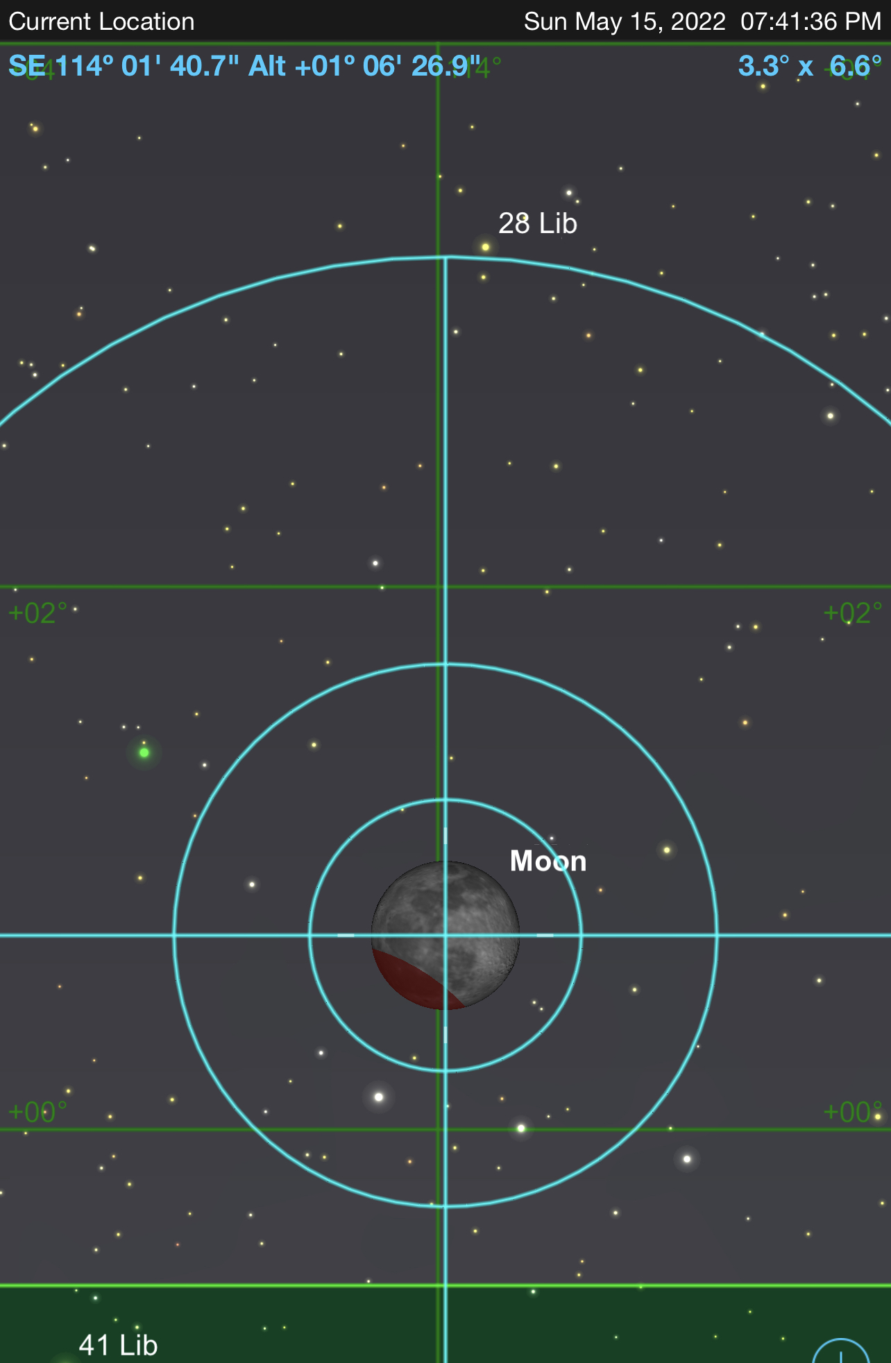 Eclipsed Moon Rising in the SE